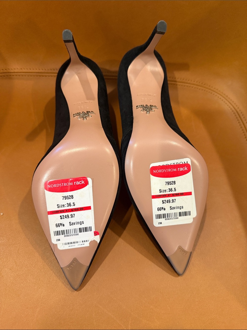 NIB Prada Black Suede Pointed-Toe Cutout Pumps 36.5 - Picture 2 of 7